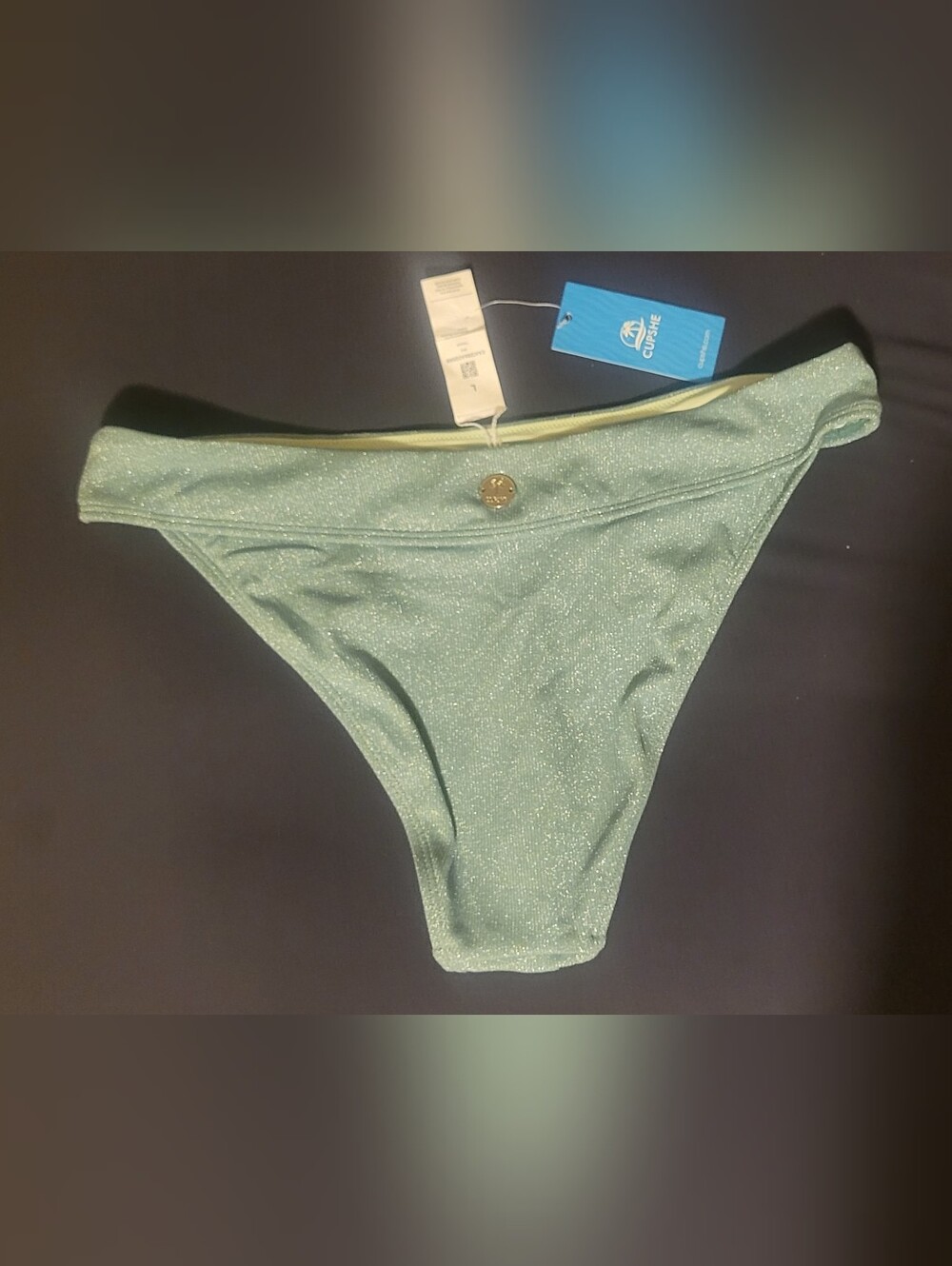 Cupshe Size Large Blue Shimmer Bikini Bottom